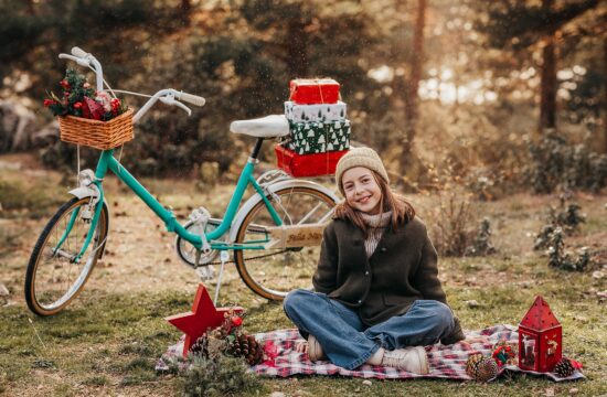 Mini sesión de Navidad en bicicleta